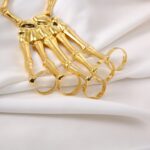 Punk Skull Hand Bone Anillo de cinco dedos Ajustable Cadena integrada - Imagen 4