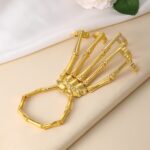 Punk Skull Hand Bone Anillo de cinco dedos Ajustable Cadena integrada - Imagen 5