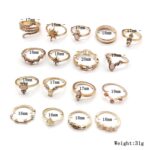 17pcs / set Anillo de aleación bohemia con diamantes - Imagen 2