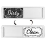 Imán para lavavajillas, señal limpia y sucia, imán de nevera de doble cara, Silver Wood Grain Lace