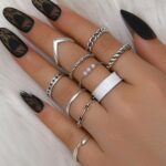 10 unids/set anillo abierto hueco de perla retorcida multimetal, 10pcs/set 6234