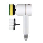 Cepillo de limpieza eléctrico inalámbrico Cepillos de limpieza de azulejos de bañera de cocina recargable USB, White 1200 mAh