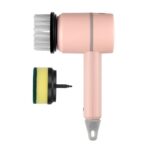 Cepillo de limpieza eléctrico inalámbrico Cepillos de limpieza de azulejos de bañera de cocina recargable USB, Pink 1200 mAh