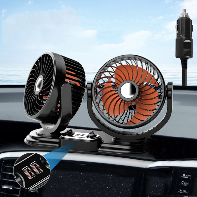 TBD0603680006.jpg Ventilador de cabeza doble para coche silencioso con plato giratorio para coche F621, High Allocation 24V Cigarette Lighter - Imagen 1