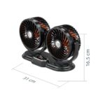 Ventilador de cabeza doble para coche silencioso con plato giratorio para coche F621, High Allocation 24V Cigarette Lighter - Imagen 3