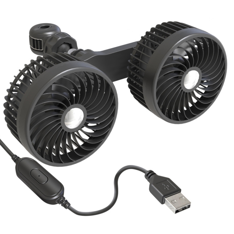 TBD0603681901.jpg F6207 Ventilador de cabeza doble USB con cierre de cremallera para asiento trasero de automóvil, USB - Imagen 1