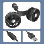 F6207 Ventilador de cabeza doble USB con cierre de cremallera para asiento trasero de automóvil, USB - Imagen 2