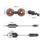 F6207 Ventilador de cabeza doble USB con cierre de cremallera para asiento trasero de automóvil, USB - Imagen 3
