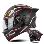 SOMAN - Casco de cobertura completa para motocicleta con doble lente y despegable, M
