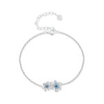 BSB138 Pulsera de florete azul con circonitas de plata de ley 925