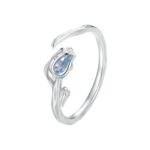 BSR465-E Anillo abierto de tulipán en plata de ley 925 con baño de rodio
