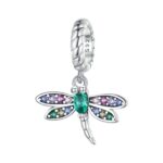 Accesorio de joyería con cuentas de libélula de circón de plata esterlina
