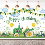 Fondo de fotografía de Tractor de granja suministros de decoración de fiesta de cumpleaños de tela, 150x210cm