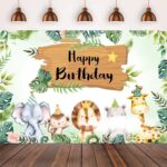 Animal niños cumpleaños fiesta telón de fondo tela tapiz decoración telón de fondo Banner tela, 210x150cm - Imagen 2