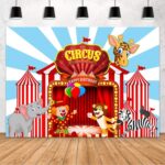 2 piezas telón de fondo de circo decoraciones de fiesta de carnaval Banner para cumpleaños, 180 x 120cm - Imagen 3