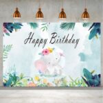 150x100cm dibujos animados lindo elefante cumpleaños tema fiesta decoración fotografía fondo tela