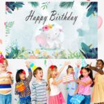 150x100cm dibujos animados lindo elefante cumpleaños tema fiesta decoración fotografía fondo tela - Imagen 4