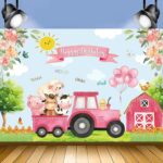 150 x 100 cm Granja Animal Camión Telón de fondo Niño Feliz cumpleaños Fondo Decoraciones para fiestas