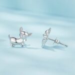 Pendientes de plata esterlina S925 chapados en platino lindo perro chihuahua, SCE1620 - Imagen 3