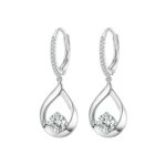Pendientes de moissanita con gota de rodio chapados en plata esterlina