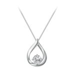 Collar de moissanita con gota de agua chapada en plata esterlina