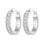 Pendientes de circón de destello fino simple de plata esterlina S925, BSE868