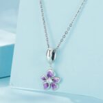 Colgante de flor púrpura de plata de ley S925, accesorios para pulsera DIY, cuentas - Imagen 2