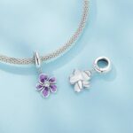 Colgante de flor púrpura de plata de ley S925, accesorios para pulsera DIY, cuentas - Imagen 4