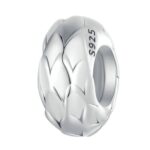 Cuentas espaciadoras con textura de plumas, collar de pulsera de plata de ley S925, cuentas DIY, SCC2564