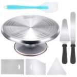 7 en 1 aleación de aluminio Cake Turntable Piping Tip Set DIY Herramientas para hornear