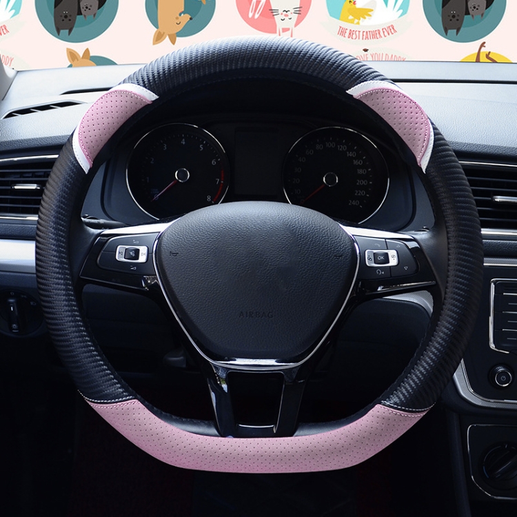 TBD0603723906.jpg Cubierta del volante del coche de la historieta de las mujeres lindas del conejo de los 38cm, D Type Black Pink - Imagen 1