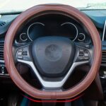Cubierta de volante de cuero en relieve para automóvil de 38 cm, D Type All Coffee