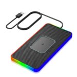 2 en 1 estera antideslizante del cargador inalámbrico del teléfono móvil del coche 15W con la luz colorida, USB Cable 1m