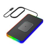 2 en 1 estera antideslizante del cargador inalámbrico del teléfono móvil del coche 15W con la luz colorida, USB-C/Type-C Cable 1m
