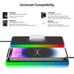2 en 1 estera antideslizante del cargador inalámbrico del teléfono móvil del coche 15W con la luz colorida, USB Cable 0.3m - Imagen 2