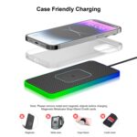 2 en 1 estera antideslizante del cargador inalámbrico del teléfono móvil del coche 15W con la luz colorida, USB Cable 0.3m - Imagen 3