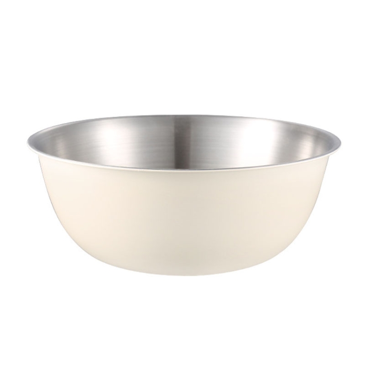 TBD0603733305.jpg Cuenco de acero inoxidable 304 para platos de grado alimenticio, cuenco agitador para hornear verduras, lavabo de madera de sándalo, 22cm (White) - Imagen 1