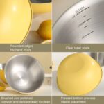 Cuenco de acero inoxidable 304 para platos de grado alimenticio, cuenco agitador para hornear verduras, lavabo de madera de sándalo, 22cm (Yellow) - Imagen 4
