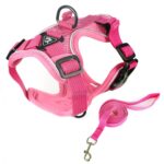 Arnés de chaleco para mascotas + Juego de cuerdas de tracción Arnés reflectante transpirable para perros y gatos, L