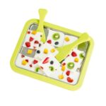 Mini máquina de yogur frito para el hogar, bandeja de hielo frito DIY para niños hecha en casa, Stainless Steel Green 26x21cm