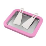 Mini máquina de yogur frito para el hogar, bandeja de hielo frito DIY para niños hecha en casa, Aluminum Alloy Pink 22.5x17.5cm