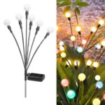 La luciérnaga solar enciende las luces impermeables del césped del jardín al aire libre de la Navidad, 6 Head Color Light