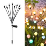 La luciérnaga solar enciende las luces impermeables del césped del jardín al aire libre de la Navidad, 8 Head Color Light