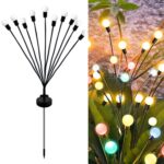 La luciérnaga solar enciende las luces impermeables del césped del jardín al aire libre de la Navidad, 10 Head Color Light