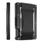Titular de la tarjeta de crédito Carteras Bloqueo de RFID Clip de tarjeta de metal delgado, Black
