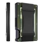 Titular de la tarjeta de crédito Carteras Bloqueo de RFID Clip de tarjeta de metal delgado, Army Green