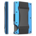 Titular de la tarjeta de crédito Carteras Bloqueo de RFID Clip de tarjeta de metal delgado, Blue
