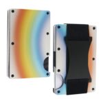 Titular de la tarjeta de crédito Carteras Bloqueo de RFID Clip de tarjeta de metal delgado, Rainbow