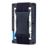 Titular de la tarjeta de crédito Carteras Bloqueo de RFID Clip de tarjeta de metal delgado, Blue Forging Carbon