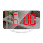 TS-8201 Reloj despertador con espejo digital LED Pantalla grande Reloj de mesa de escritorio USB dual, White Shell Red Light